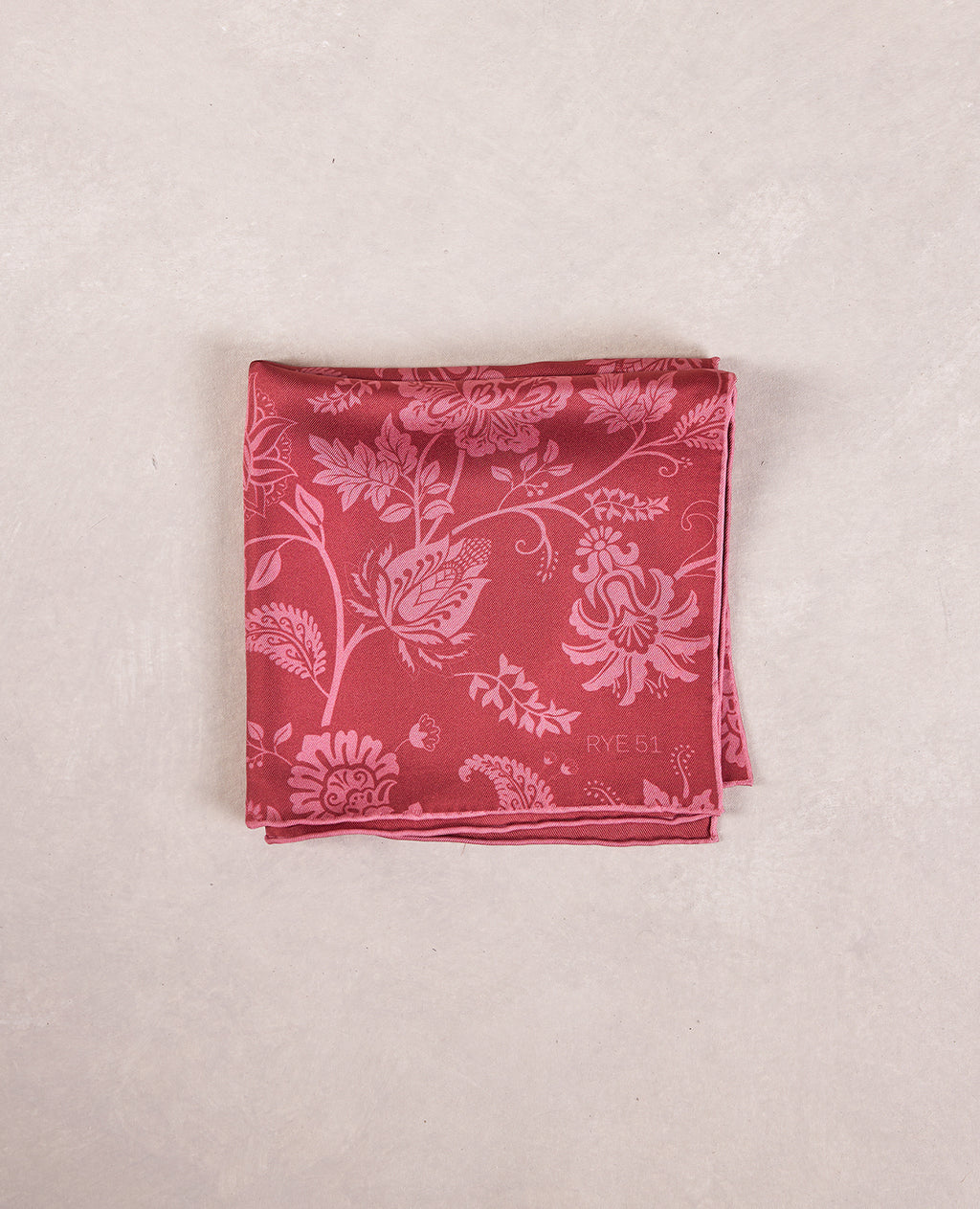 The Silk Pocket Square - Double Face - 100% Silk Pocket Square - Red Solid / Floral